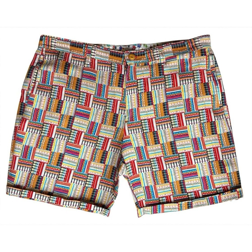 Robert Graham Classic Yates Shorts Men 38 Patchwork Print Linen Cotton Resort - Picture 5 of 15